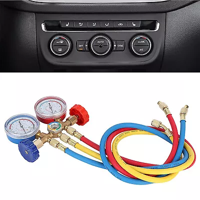 Refrigerant Manifold Gauge Set Air Conditioning Hose Diagnostic Tools R22 R134A • £18.89