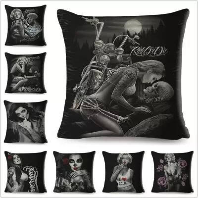 Mexico Chicano Skull Sexy Marilyn Monroe Cushion Cover For Car Sofa Home Pillow • $8.79