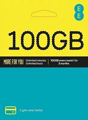 💥T-Mobile EE 100GB Data (6 Month Internet) 5G Pay As You Go Monthly Bundle SIM. • £5.23
