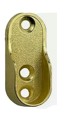 £3.39 • Buy  2 X OVAL WARDROBE HANGING RAIL END SUPPORT BRACKETS BRASS GOLD  END 20MM X 45MM