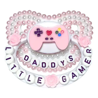 Baby Bear Pacis Adult Pacifier  Daddy's Little Gamer  Light Pink Adult Paci • $20