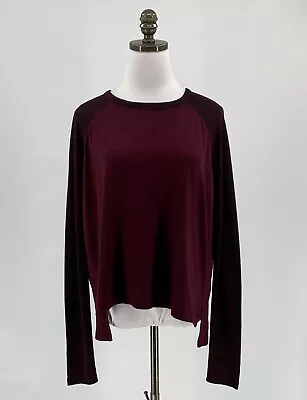 Rag & Bone Womens Burgundy Red Knit Crew Neck Long Sleeve Baseball Top Sz S • £18.34