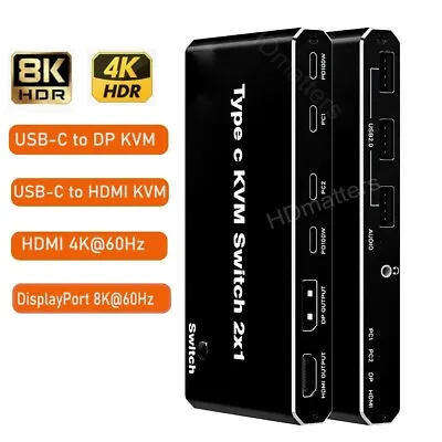 Type C KVM Switch Dual Port USB-C HDMI KVM Switch With PD Charging 8K 60Hz USB C • $74.10