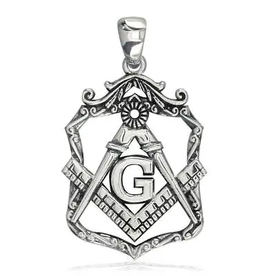 Large Open Masonic Initial G Charm In 14k White Gold • $742
