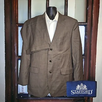 Stafford 2 Piece Suit Mens 42L 36X32 Wool 3 Button Brown • $70