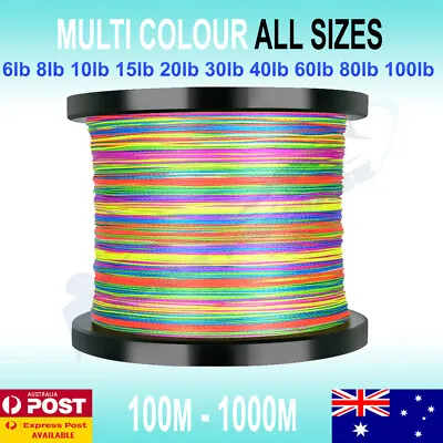 $9.95 • Buy Multi Colour Braid Fishing Line 150m 300m 500m 1000m 6 10lb 15 20lb 50 60 80 100