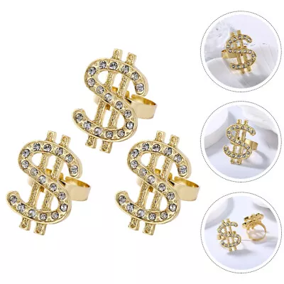  3 Pcs Metal Diamond Ring Men And Women Rapper Punk Costume Props • £6.19