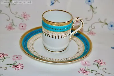 RARE Antique C1800 Minton Tea Set Fine China Turquoise Jewelled Gold Coffee Cup • £120