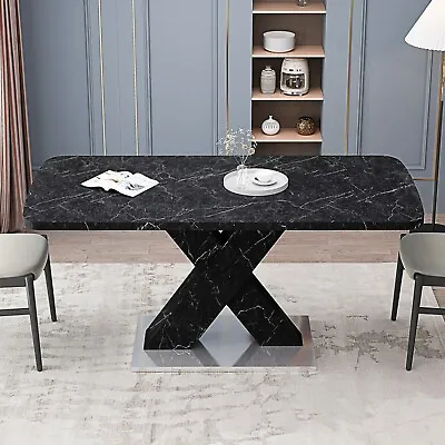 Modern Square StretchableDining Table With Printed Black Marble Table Top • $415.39