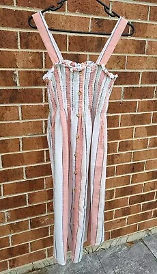 Lily Loves Strapped Pink Grey Maxi Dress Size 12 Cotton  • $19.87