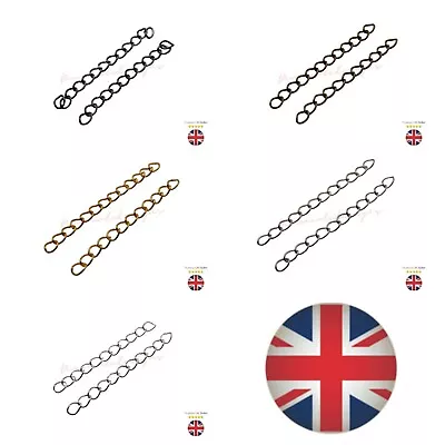 ❤ 100 X Extender Chain 5.5 X 4mm Links Extended 50mm Length Silver Gold Plated ❤ • £2.79