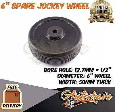 6  Jockey Wheel Spare Rubber Wheel SOLID Trailer Boat Jockey Wheel Replacement • $27.95