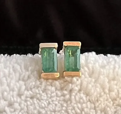 Zambian Emerald Stud Earrings 14K Yellow Gold-FREE SHIPPING • $500