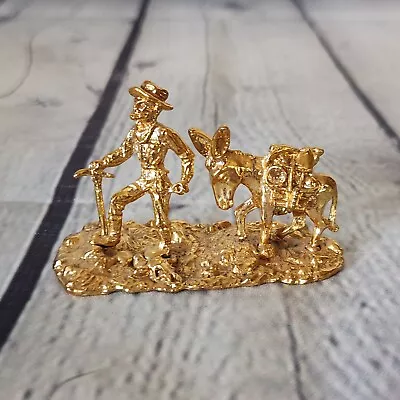 Vintage Golden Metal Gold Rush Miner With Donkey Figurine • $32.88