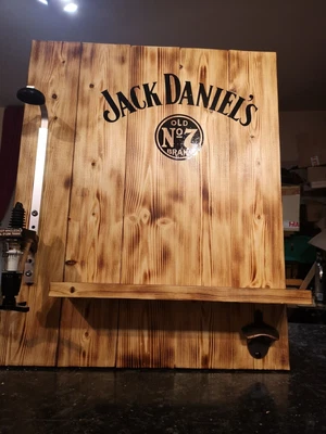 £40 • Buy Rustic  Bar Shelf With  35ml  Optic & Bottle Opener  Man Cave Home Bar Gift