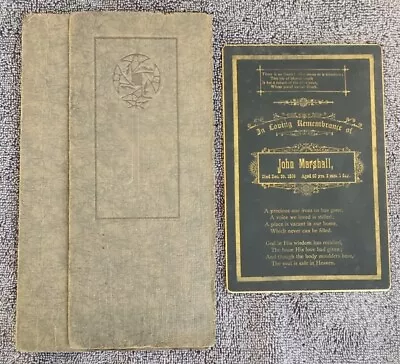 Remembrance Card - Funeral JOHN MARSHALL 1839 WITH BURIAL FOLDER Victorian Era • $9