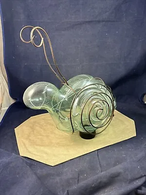 Vintage Large Glass Snail With Metal Decor - Rare • $22.50
