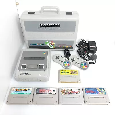Nintendo Super Famicom Super Mario Storage Case SNES Console & 5 Japanese Games • $129.99