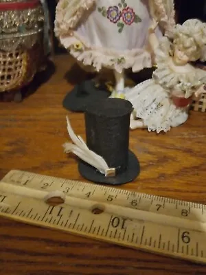 1:12 Dollhouse Miniature Black Silk Top Hat Clothes Wardrobe Vintage Art Deco • $13.50