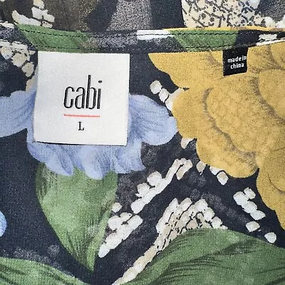 Cabi Snake Charmer Blouse Floral Print Semi Sheer Puff Long Sleeve Womens L • $12.50