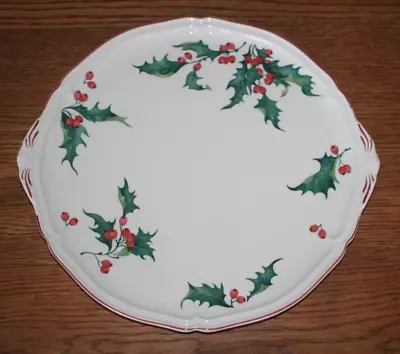 Vintage Villeroy & Boch Holly Porcelain Handled Cake Plate Platter Tray 13  • $48