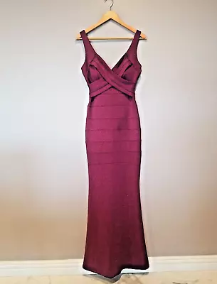Windsor Shimmery Mermaid Form Fitting Strap V-cut Purple Prom Dress Size S • $79.95