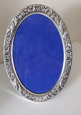 Sterling Silver Photo Frame Oval Embossed Hallmarked 6.5  X 4.5  Inches • £42