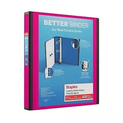 Staples 1.5  3-Ring Better Binder Pink (13569-CC) 651746 • $11.57