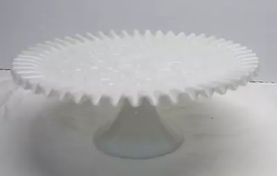 Fenton Spanish Lace Milk Glass Ruffled Edge Pedestal Cake Stand 1960's • $39.99