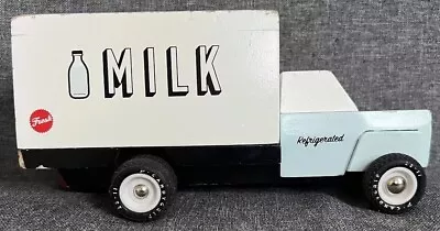 CandyLab Milk Delivery Truck Car Toy Wood Brooklyn 8” Long Free Shipping White • $33.99