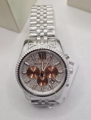 £84.99 • Buy Michael Kors Mk8515 Crystal Pave Silver Dial Chronoghraph Unisex Watch New