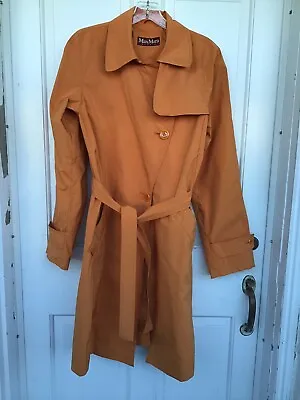 Max Mara Studio Woman’s Orange Belted 2 Pocket Trench Coat Size 12. • $75