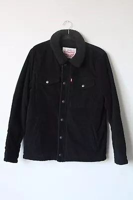 Levi’s Black Corduroy Jacket Sherpa Lined Jacket Size Medium Winter • $50