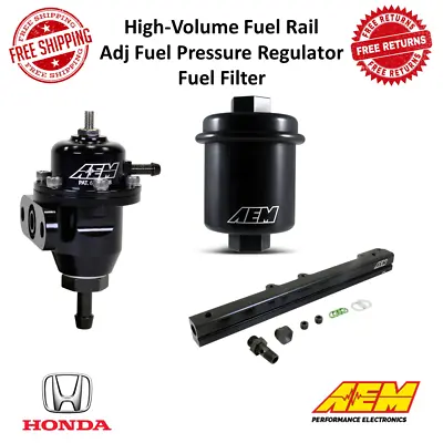 AEM Fuel Rail & Adj Pressure Regulator & Fuel Filter Fits 96-00 Honda Civic D16 • $439.85