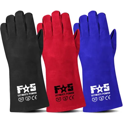 £9.99 • Buy Leather Welding Gloves Heat Resistant 14'' BBQ/Oven/MIG/TIG Welder Gloves