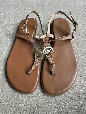 Michael Kors 8.5 M Sandals Womens Sondra Slingback Brown Leather • $9