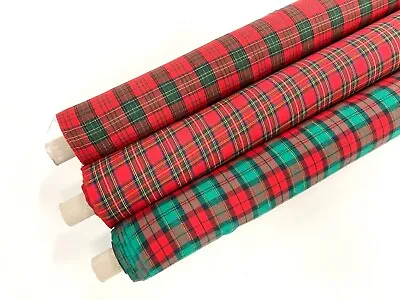£2.50 • Buy Tartan Christmas Fabric Metallic Soft Cotton Patchwork And Dressmaking Material