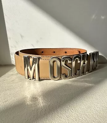 Vintage Beige Belt From Moschino With Silver Letters • $160