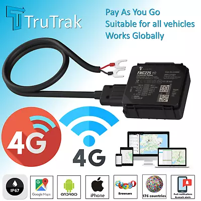 TruTrak GPS Tracker 4G Real Time Vehicle Van Motorbike Caravan Car Tracking PAYG • £79.99