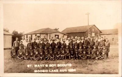 RPPC Postcard St. Mary's Boy Scouts  Moosic Lake Scranton Pennsylvania PA  20568 • $34.95