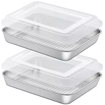 Lasagna Pan 12.4 Inch Stainless Steel Rectangular Textured Baking Pan With L... • $24.97