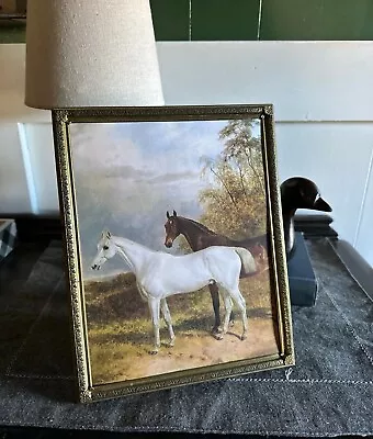 Gold Silver Metal Vintage Picture Frame Horse Horses Print 8x10 • $15