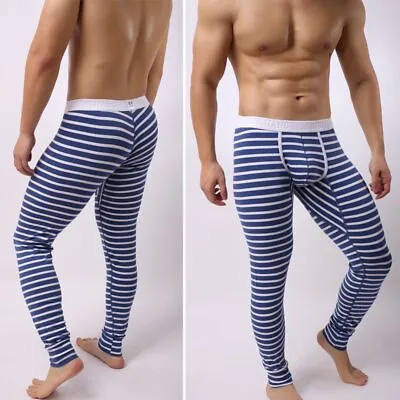 Men Warm Cotton Stripe Long Johns Thermal Underwear Winter Sleepwear Pajamas • $13.29