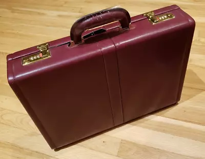 ROYAL Maroon Briefcase Real Leather By Bantex Brass Locks BNWTs • $145