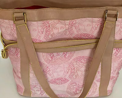 Versace Medusa Pink Leather And Canvas 2 Side Handle Tote/ Bag -Lighly Used • $245