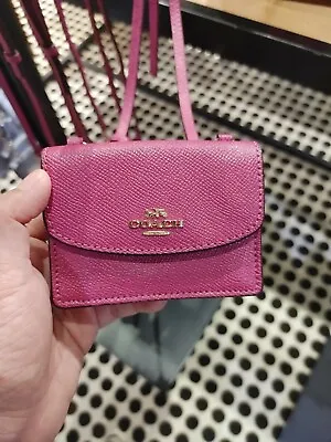Coach Flap Card Case On Lanyard C5611 (Bright Violet) • $118.19