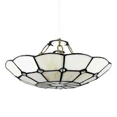 Retro Stained Glass Ceiling Light Shade Tiffany Style Easy Fit Pendant Lampshade • £19.99