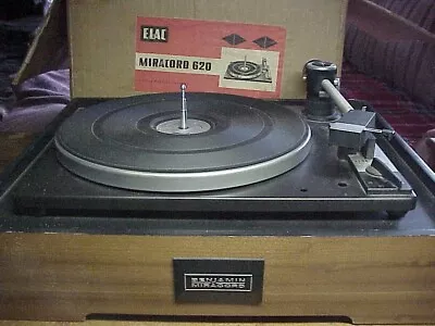 Vintage Elac Miracord Turntabe &walnut Base&dust Cover Made In Germany Powers Up • $49.50