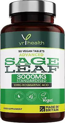 Sage Tablets 3000Mg High Strength For Hot Flushes Night Sweats Perimenopause & • £18.55