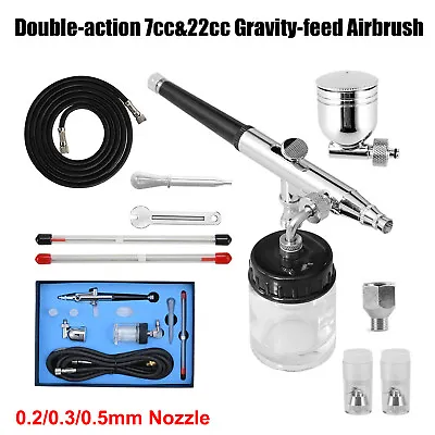 Airbrush Kit Spray Gun Dual Action Air Compressor Paint Art Tattoo Tools Set • $41.39